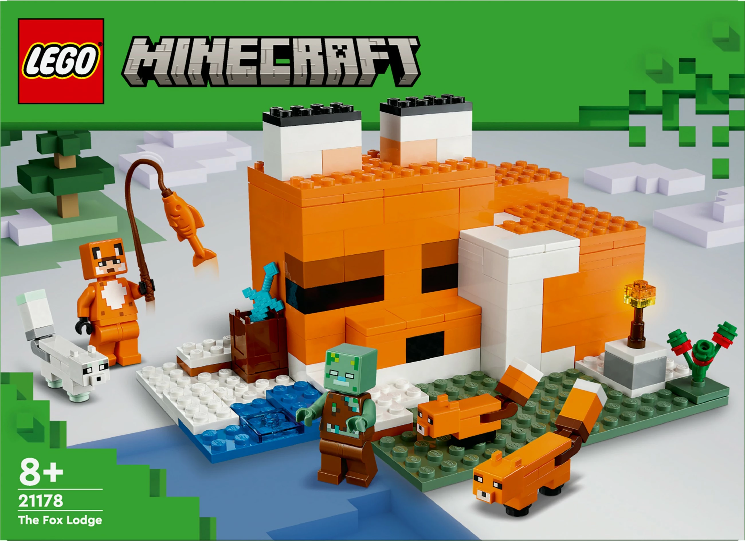Set ndërtimi LEGO Minecraft The Fox Lodge, 193 pjesë, plastikë, shumëngjyrësh