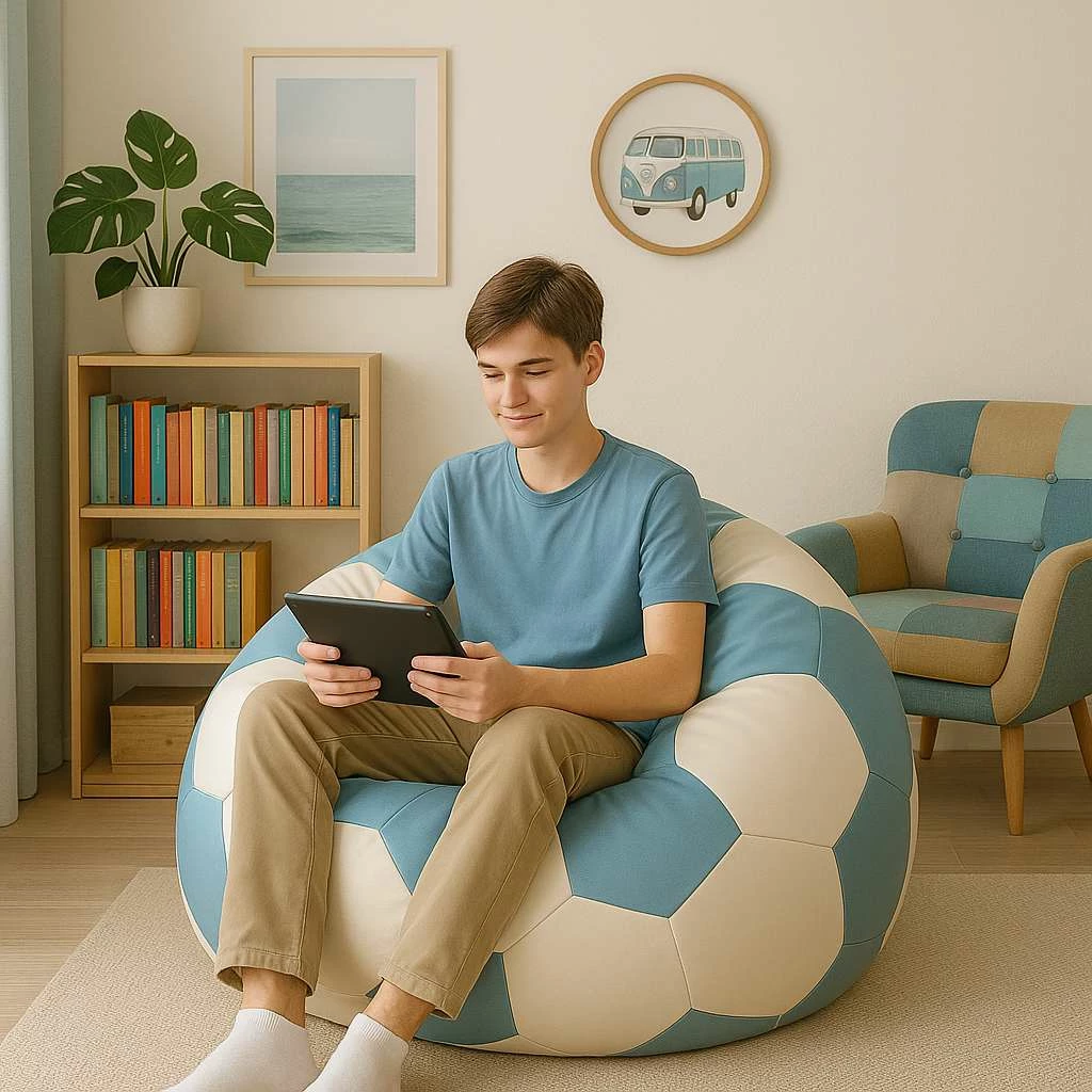 Qese ulëse futbolli, ngjyrë tyrkiz dhe e bardhë, Atelier del Sofa, Football Big