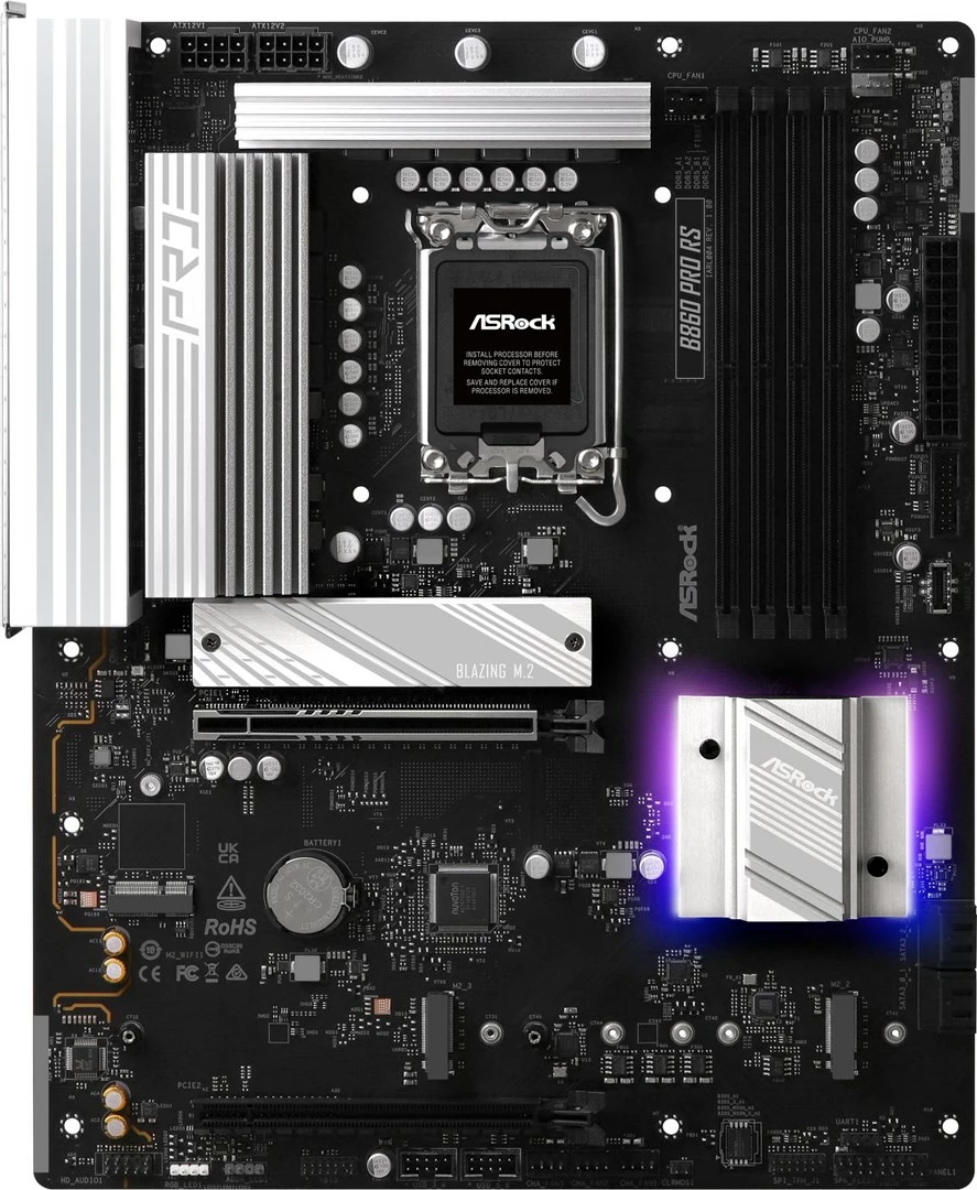 Pllakë amë ASRock B860 Pro RS, Socket 1851, ATX, e zezë