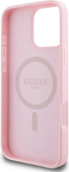 Mbështjellës Guess Peony Script MagSafe për iPhone 16 Pro Max, Rozë
