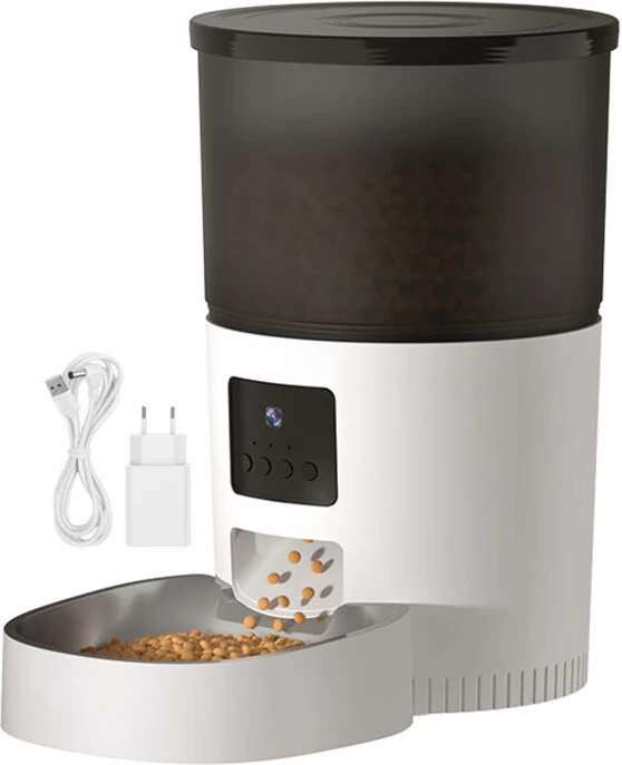 Shpërndarës automatik ushqimi për kafshë Rojeco RWSQ-06, 3L, me kamerë, WiFi, i bardhë