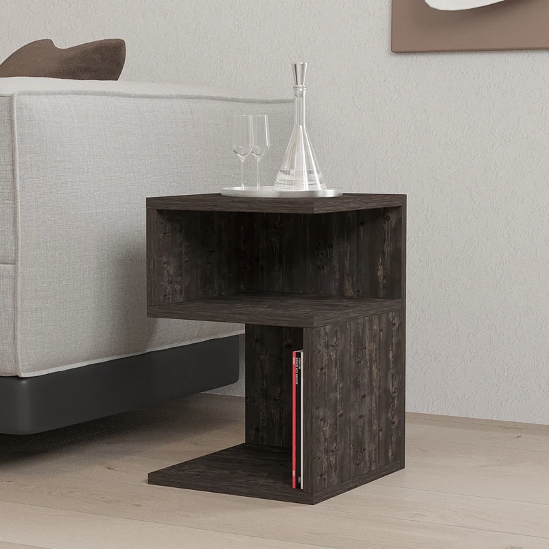 Tavolinë anësore Caroly melamine, hije qymyr, 29.6x31.4x45cm