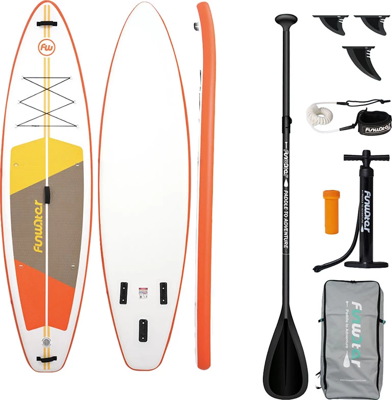 Dërrasë SUP inflatuese FunWater SUPFW69B 335 x 84 x 15 cm, me komplet aksesorësh, portokalli-bardhë