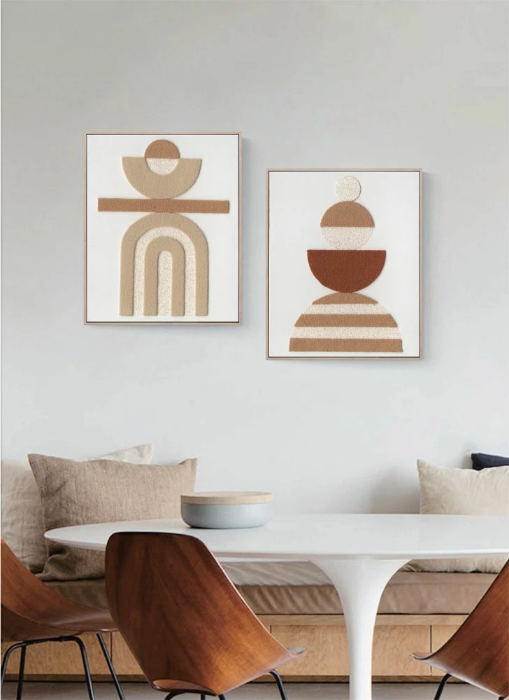 Pikturë dekorative Boho Balance, kanavacë, dru natyral, terrakotë/bezhë, 80x100x5cm
