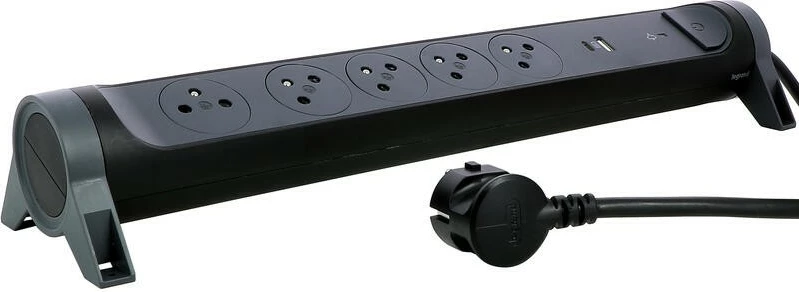 Zgjatues Legrand 049429, 5 prizë, 2 USB (USB-A/USB-C), 1.5m, i zi