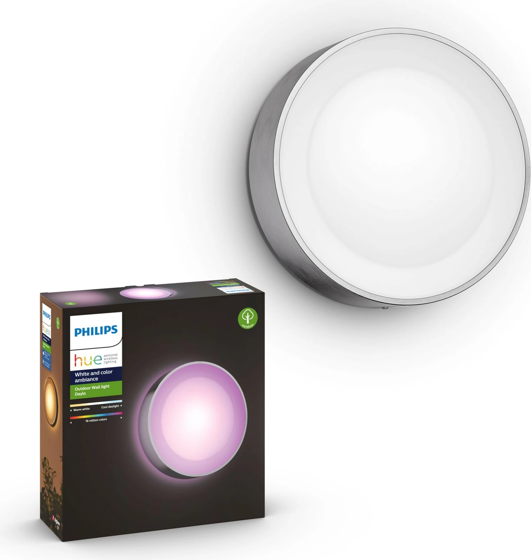 Dritë muri Philips Hue Daylo, LED, çelik inox, ngjyra të ndryshme