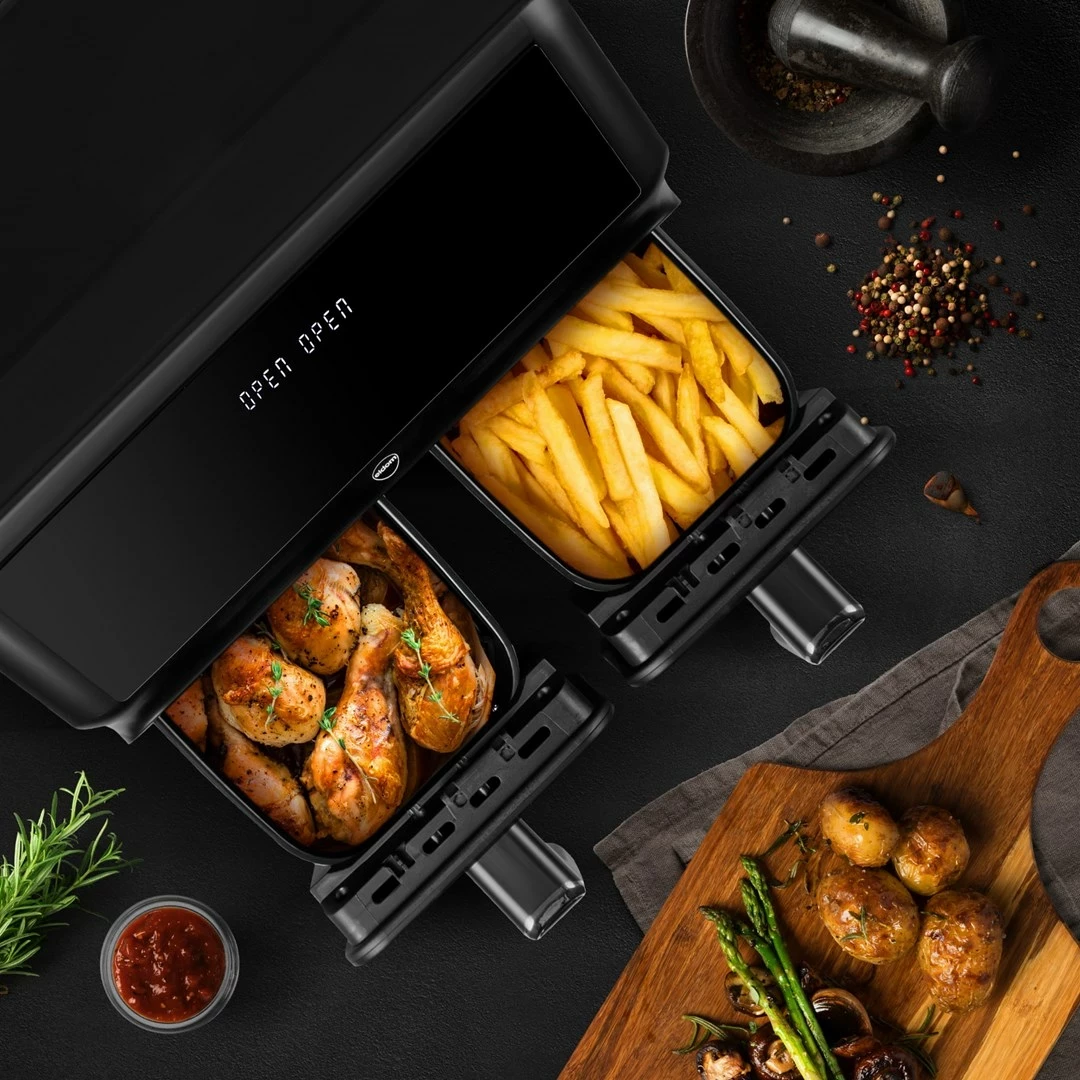 Fritezë me ajër të nxehtë ELDOM FR210 dualcrisp, 8 L, 2200 W, Ekran LED