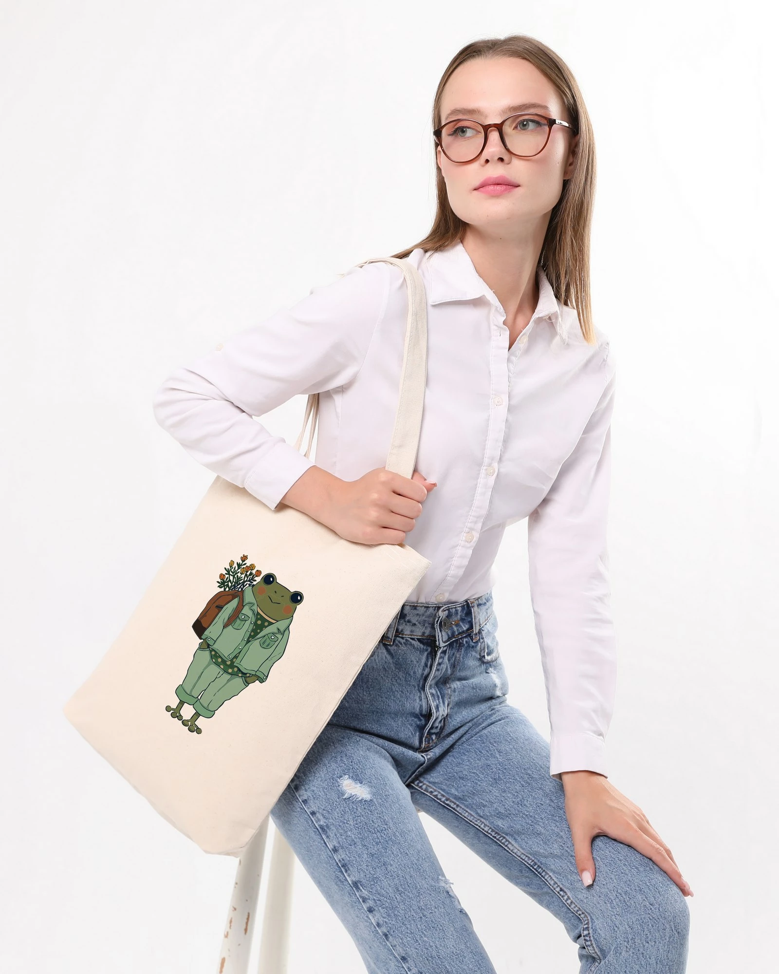 Tote bag Zoozie Bags, krem, 35x40x8cm, model me bretkosë