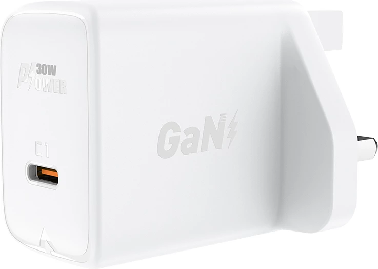 Karikues muri Acefast A24, USB-C, 30W, GaN, prizë UK, Bardhë