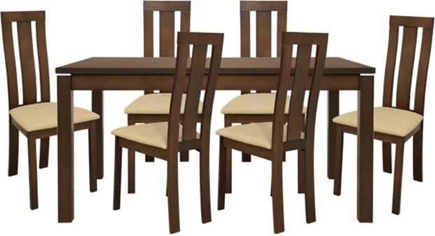 Set tavolinë me karrige 7 pjesë, ngjyrë arre, FH10090