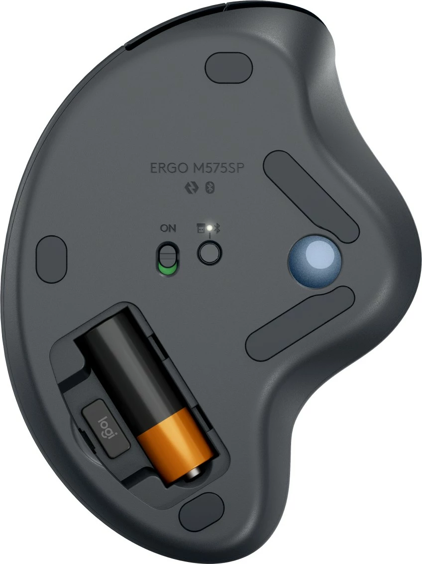 Maus Logitech ERGO M575S, Wireless Trackball, Graphite + Blue Ball