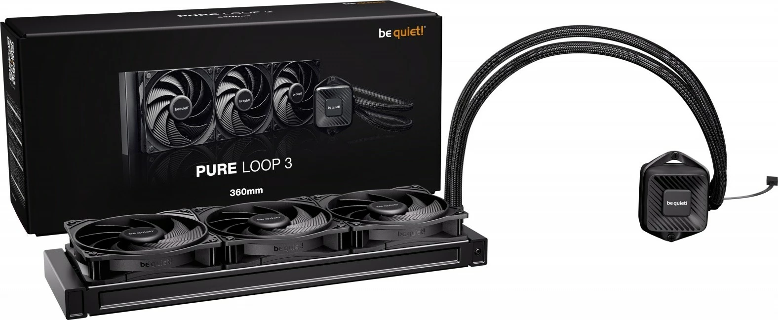 Ftohës uji për procesor be quiet! Pure Loop 3 360mm, 3 ventilatorë, i zi