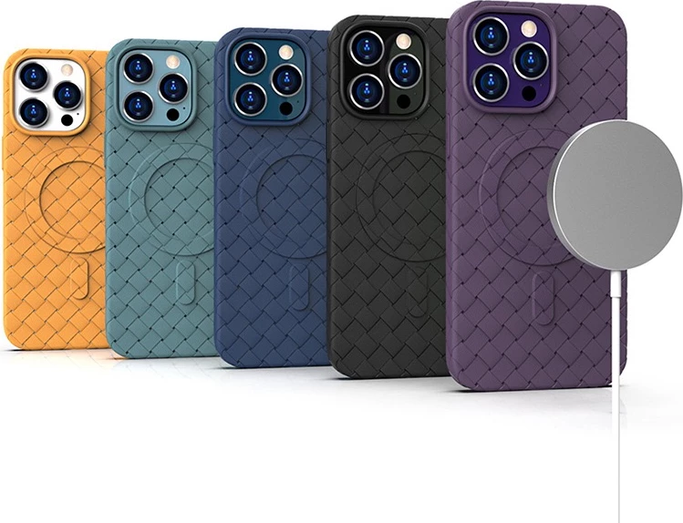 Mbështjellës Hurtel Woven Case për iPhone 15 Pro, MagSafe, blu e errët