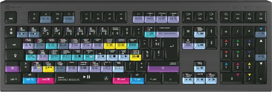 Tastierë LogicKeyboard Astra 2 DaVinci Resolve FR për Mac