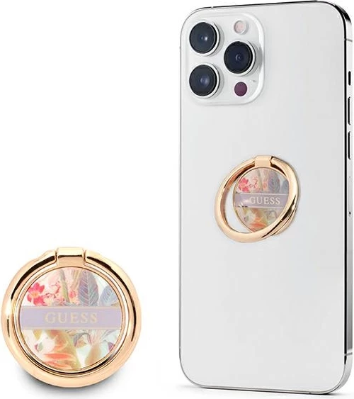 Mbajtës unazë për celular Guess Flower Collection, metal, vjollcë