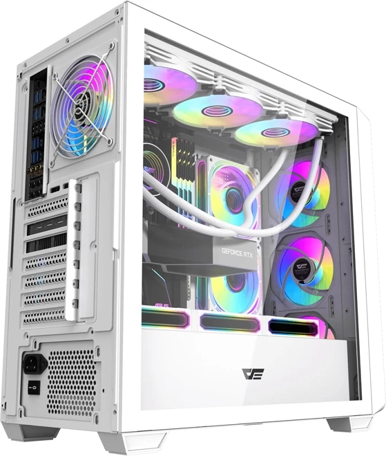 Kasë, Darkflash DS900WD, ATX/M-ATX/ITX Midi Tower, panel anësor xhami të kalitur, pa ventilatorë, e bardhë