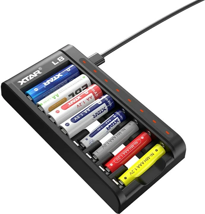 Karikues baterish XTAR L8, 8 vende, AA/AAA, Li-Ion, i zi