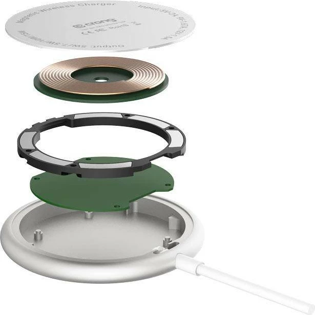 Karikues wireless CRONG MagSpot, 15W, MagSafe, USB-C, Argjend