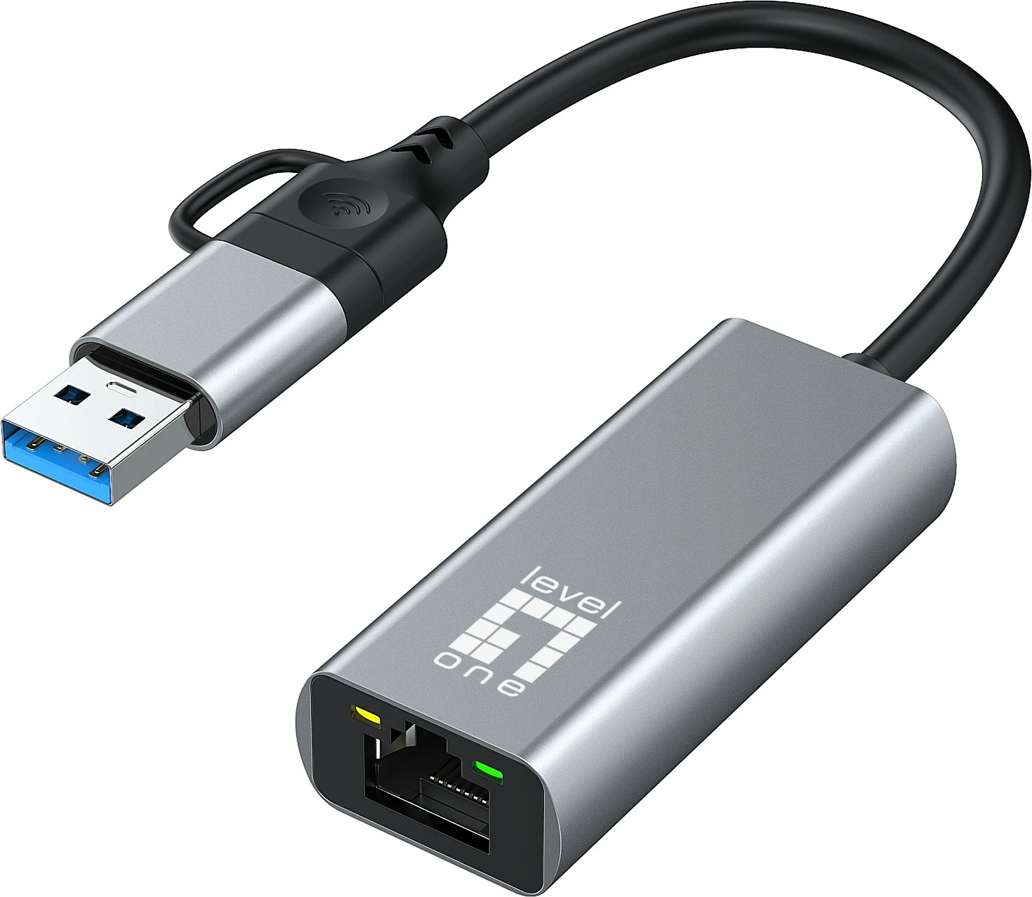 Adapter rrjeti LevelOne USB-0423, USB Type-A/USB Type-C, Ethernet, 2500 Mbit/s, Gri