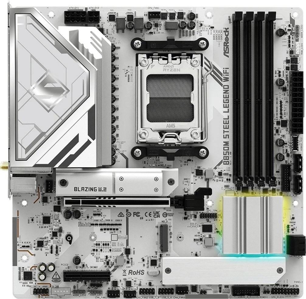 Pllakë amë Asrock B850M Steel Legend WiFi, Socket AM5, micro ATX, Bardhë