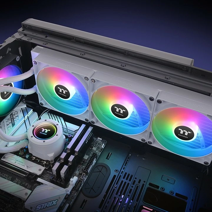 Komplet ftohës me lëng Thermaltake TH420 V2 ARGB, 84.32 cfm, Bardhë