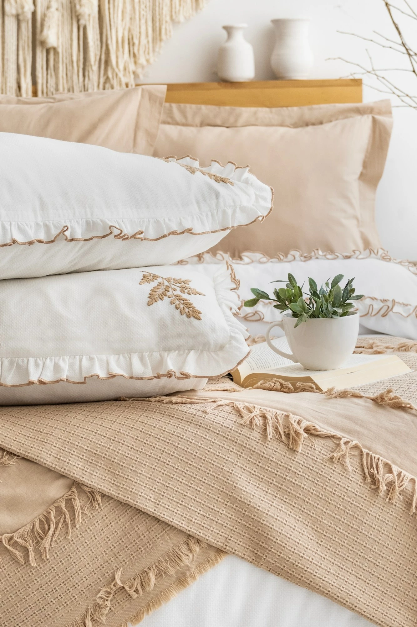 Set mbulesë dysheku dopio Brianna, ngjyrë bezhë