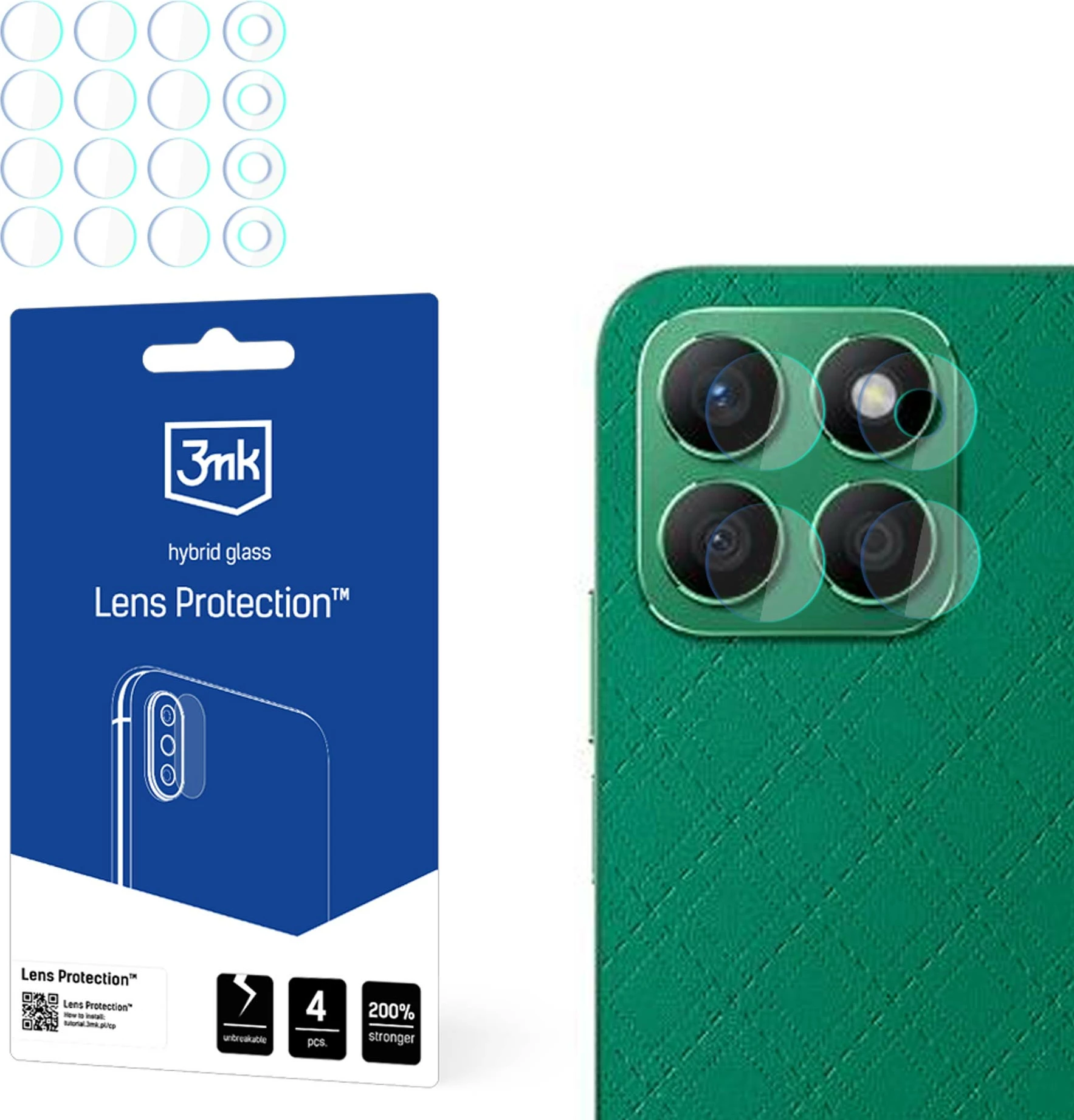 Mbrojtës xhami hibrid për kamerë, 3mk Protection Lens Protection, për Honor X8, Transparent