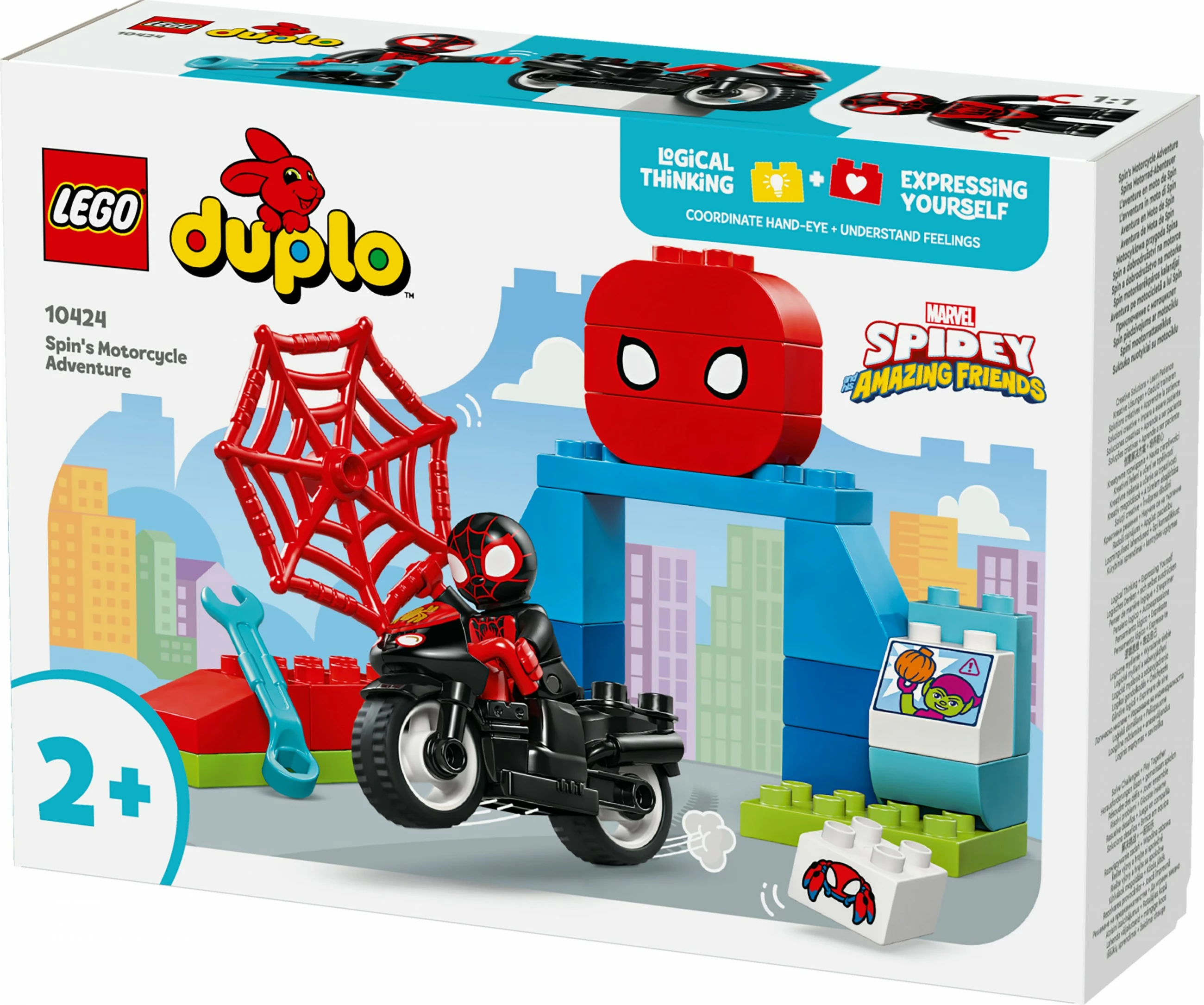 Set ndërtimi LEGO DUPLO Marvel 10424 Spin's Motorcycle Adventure, shumëngjyrësh