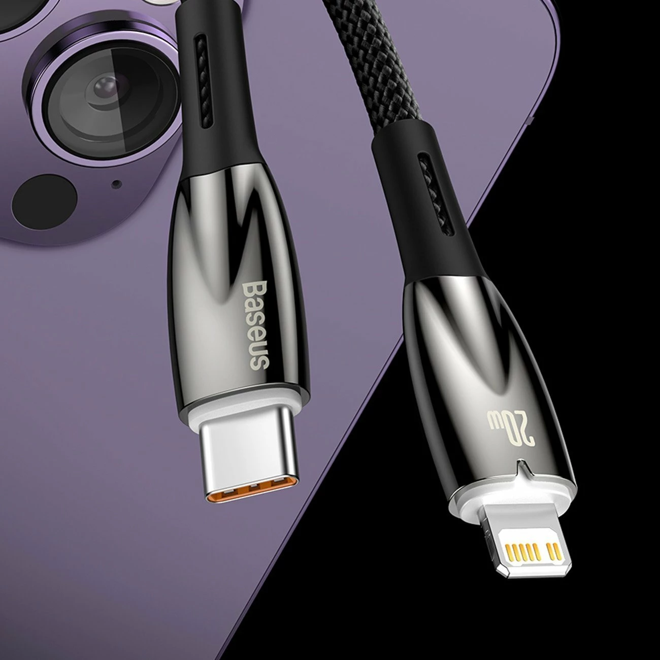 Kabllo USB-C në USB-C Baseus Glimmer Series CADH000701 1m PD 100W, e zezë