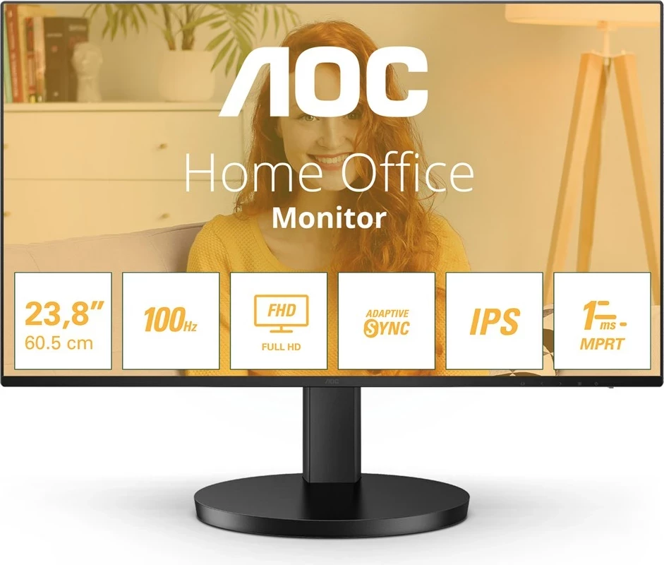 Monitor AOC 24B3HA2, 23.8", Full HD, IPS, 100Hz, i zi