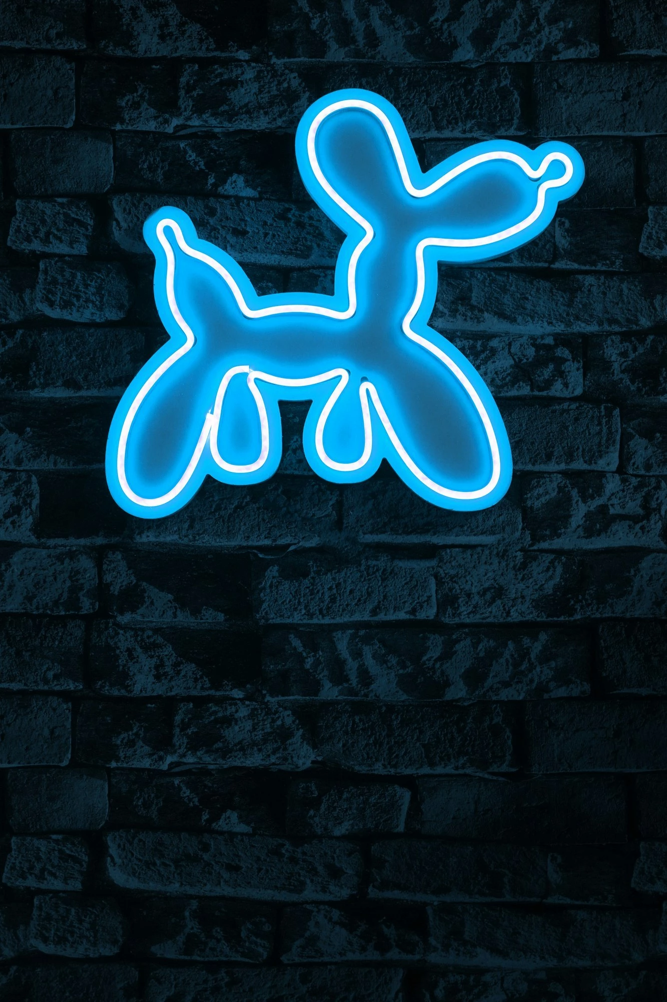Dekor dritash LED plastike, formë qen balonë, ngjyrë e kaltër, 35x31x3cm