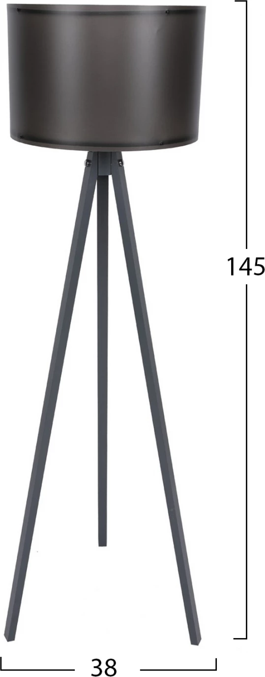 Llambë dyshemeje në gri dhe të zezë, FH7272.10, Φ38x145 cm