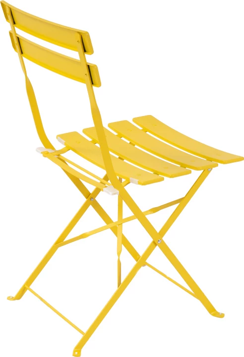 Set bistro 3 copë tavolinë metalike palosëse, ngjyrë e verdhë, D60x71cm