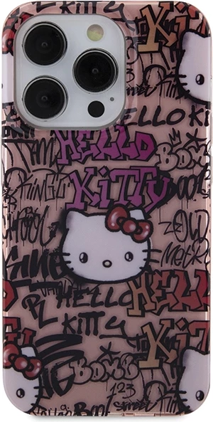 Mbështjellës Hello Kitty IML Tags Graffiti për iPhone 14 Pro Max, rozë