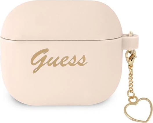 Mbështjellës Guess për AirPods 3, Charm Heart Collection, silikon, rozë