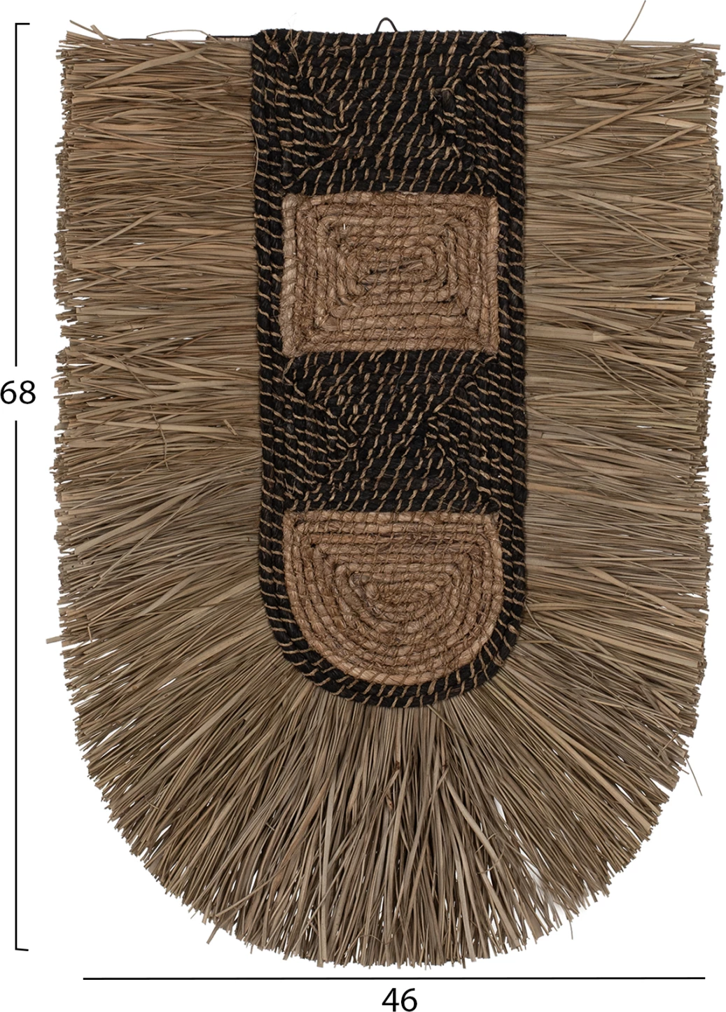 Dekor muri prej bari dhe fibrash abaka, ngjyrë natyrale dhe e zezë, 46x8x68Hcm, FH7793