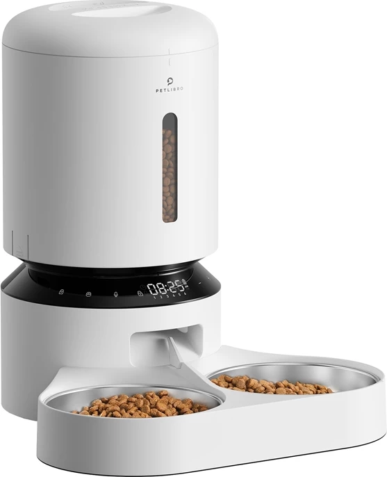 Shpërndarës ushqimi për kafshë Petlibro Granary PL-AF006-33W, 5L, dy tasa, Bardhë