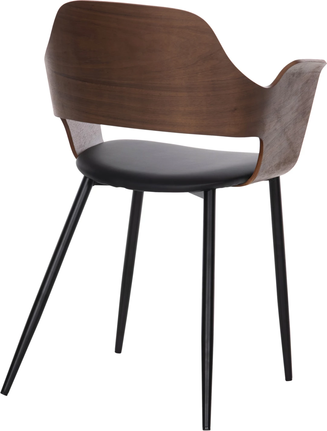 Karrige ngrënieje VELP FH9616.03 dru ngjyrë arre-PU e zezë-këmbë metali të zeza 55,5x50x79H cm., set prej 2 copë