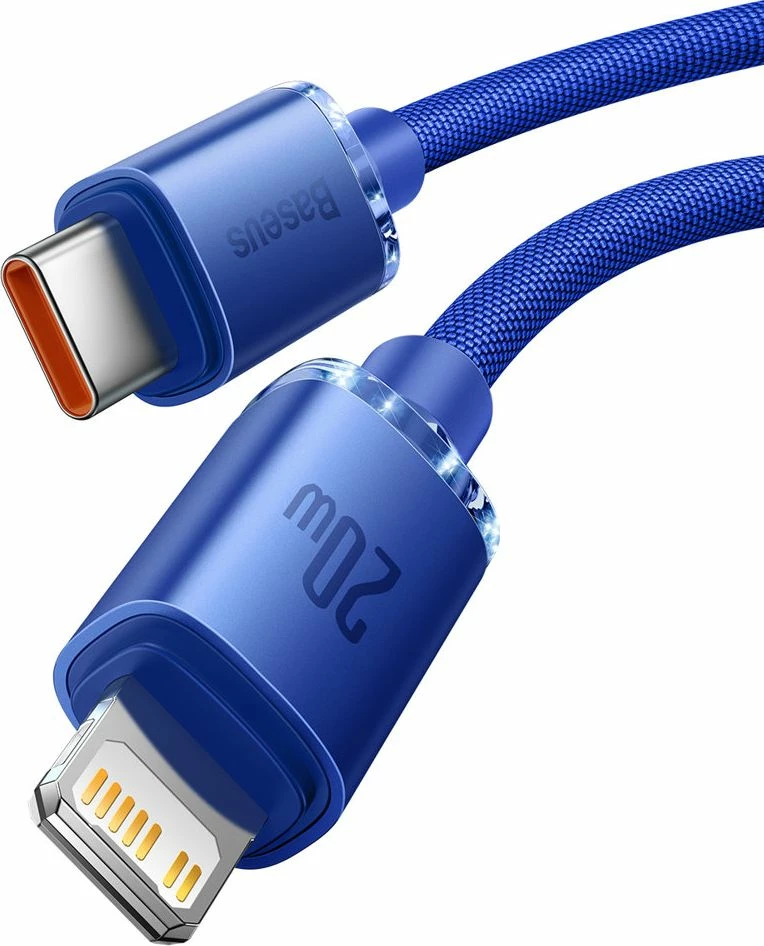 Kabel USB-C në Lightning Baseus Crystal Shine Series BSU3021BLU 2 m PD 20W, kaltër