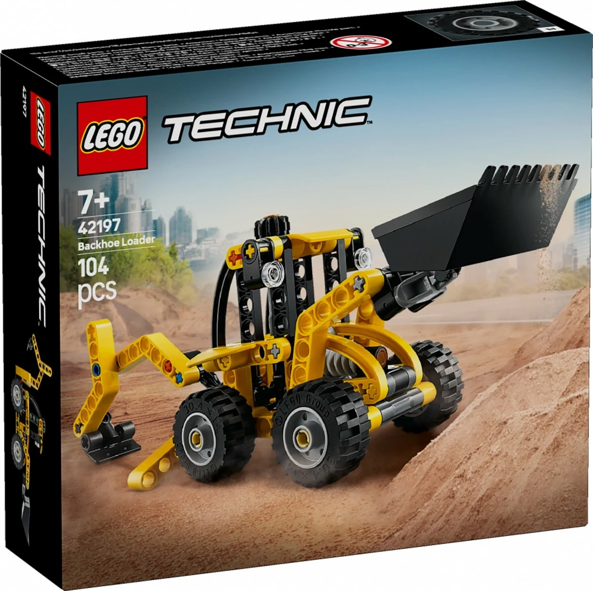 Set LEGO Technic Backhoe Loader 42197, 104 pjesë, plastik, e verdhë