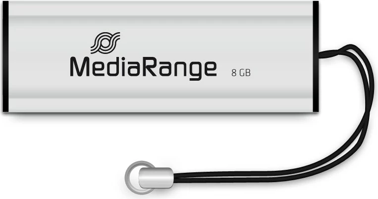 USB stick MediaRange MR914 8GB, USB 3.2, slide, zi/argjendtë