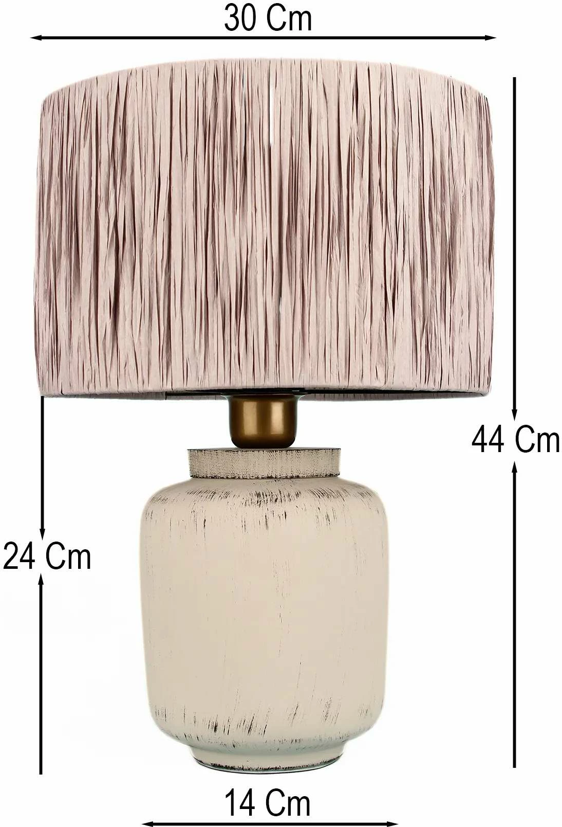 Llambë tavoline Opviq, Astral, trup qeramike, kapak rafie, ecru/krem