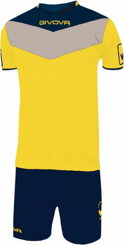 Komplet futbolli Givova për meshkuj dhe fëmijë, të zezë me të verdhë