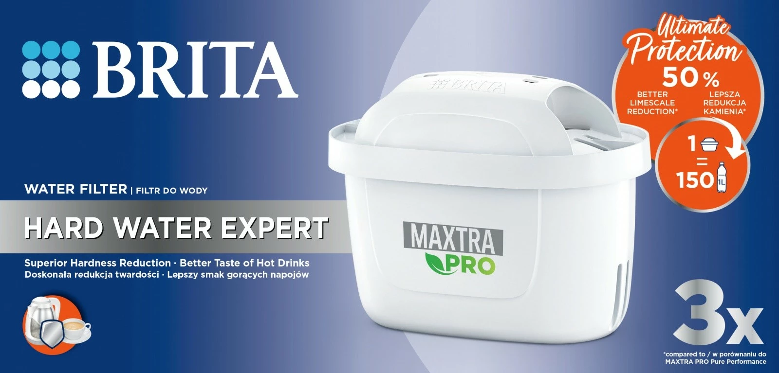 Kartridha zëvendësuese për filtër uji Brita Maxtra PRO Hard Water Expert, 3 copë