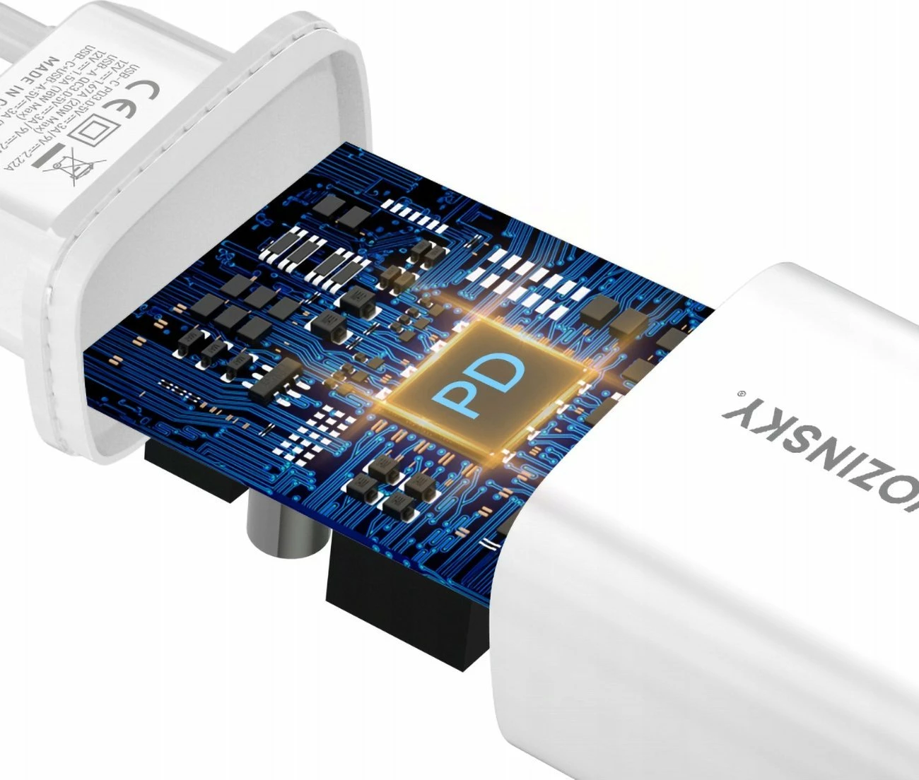 Karikues rrjeti Wozinsky WGWCW 20W USB-A + USB-C, 2 porta, i bardhë