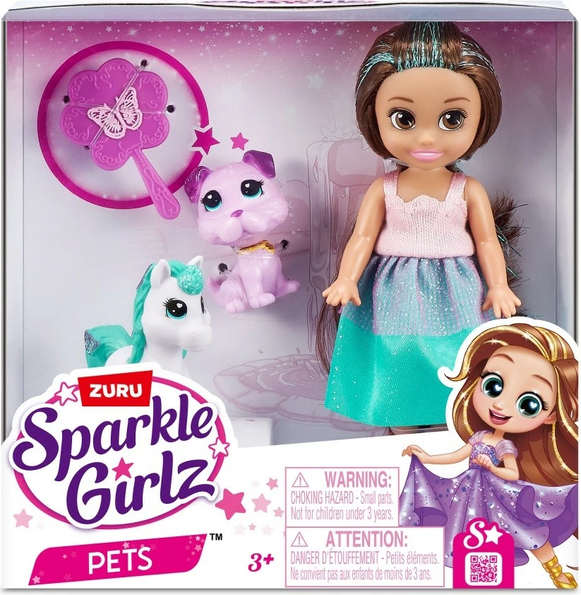 Kukull princeshë ZURU Sparkle Girlz 100522 me kafshë lodër, 12 cm