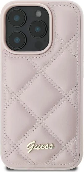 Mbështjellës Guess Quilted Metal për iPhone 16 Pro, Rozë