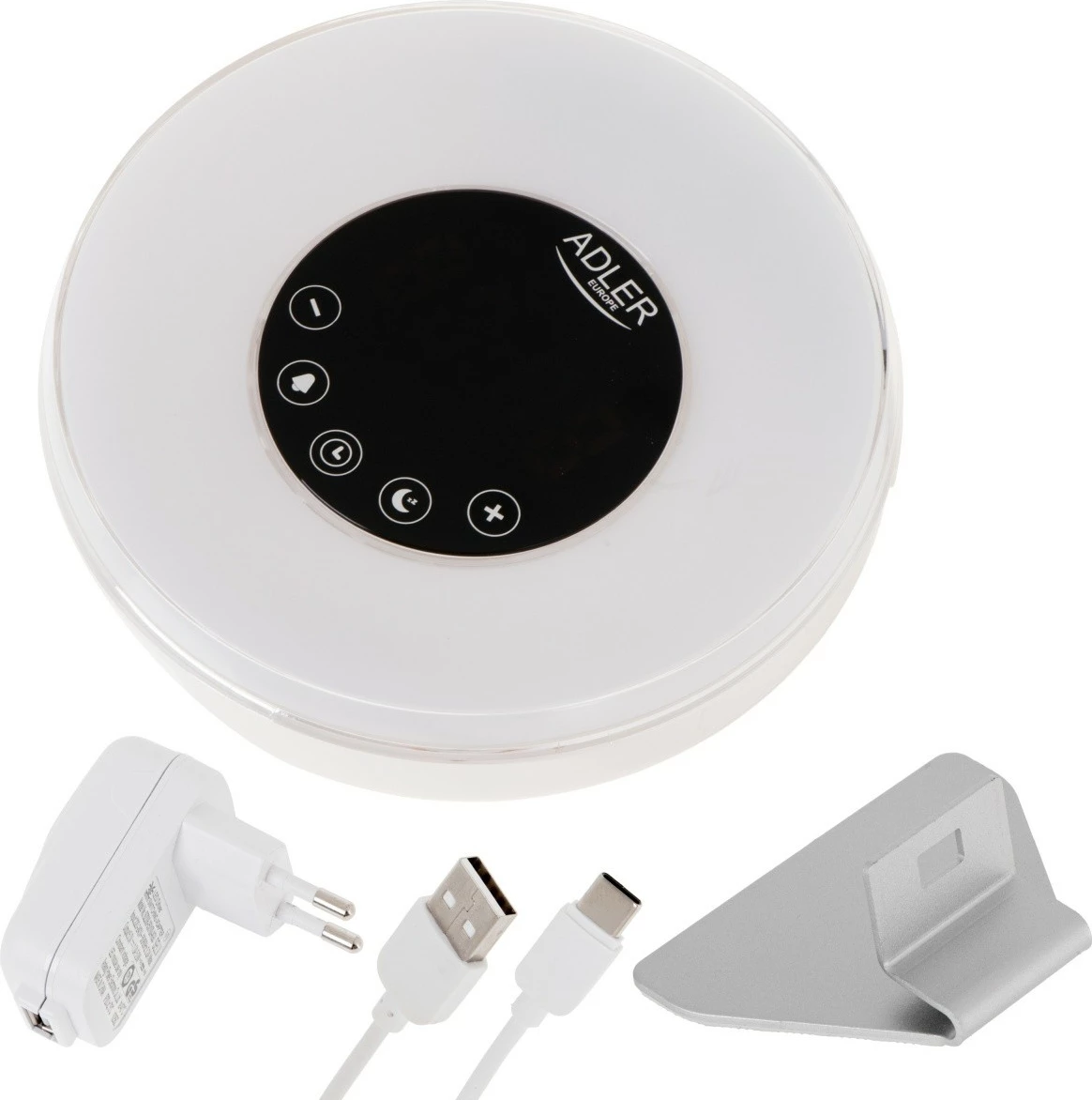 Zgjues me dritë, Adler AD1916, simulim agimi, radio FM, USB-C, ngjyrë e bardhë