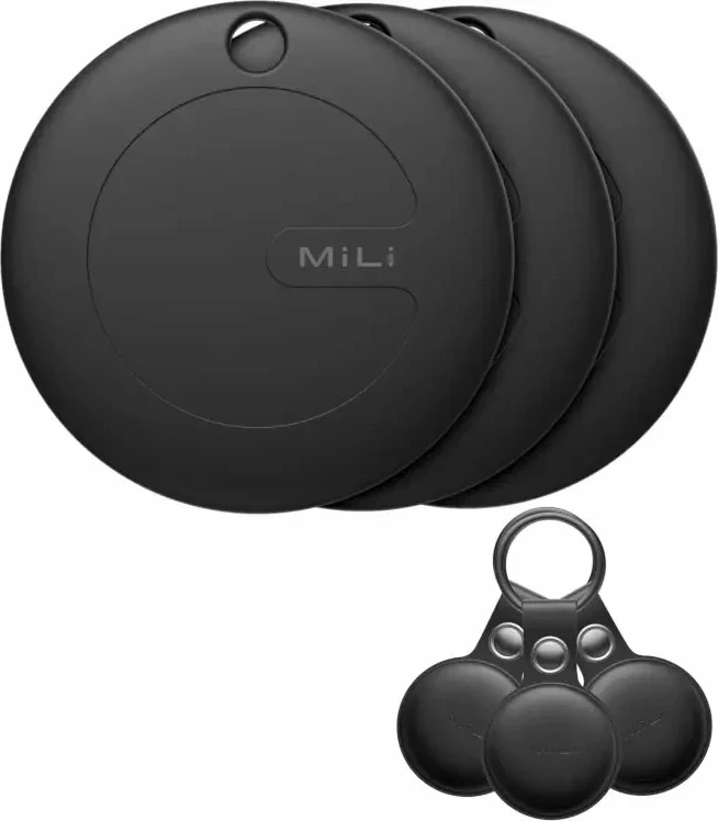 Lokator Bluetooth MiLi MiTag DUO, Apple Find My & Google Find Hub, Bluetooth 5.2, IPX67, set 3 copë + case, zi
