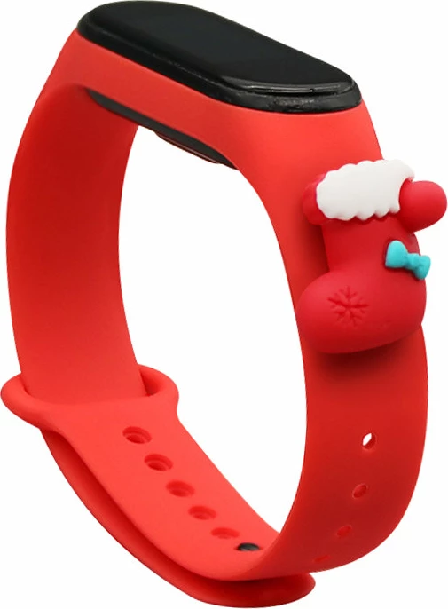 Rrip silikon për Xiaomi Mi Band 3/4 Hurtel, dizajn Krishtlindjesh, i kuq